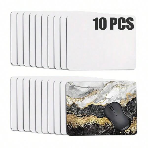 10 unidades/pacote de mouse pad de sublimação de calor em branco para impressão por sublimação, base antiderrapante, 9,8 x 7,8 polegadas