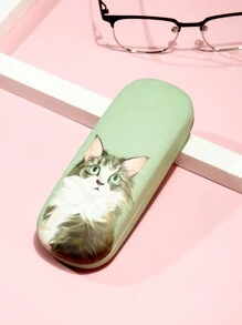 1pc Cute Leaf Print Glasses Case Fashion PU Leather Sunglasses Glasses Box Cover Portable Eyeglasses Case Holder Pink - Multicolor - View 6