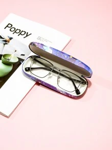 1pc Cute Leaf Print Glasses Case Fashion PU Leather Sunglasses Glasses Box Cover Portable Eyeglasses Case Holder Pink - Multicolor - View 3