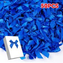 Paquete de 50 lazos de cinta de satén, para envolver regalos, decoración, hacer diademas y pinzas para el cabello, cestas de regalo, paquetes de cumpleaños, decoraciones navideñas, decoración de oficina, coronas, bodas, despedidas de soltera, suministros de fiesta de San Valentín