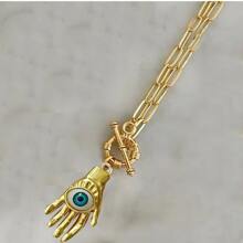 Novo colar pingente fashion Boho Joias 2024 Hamsa Sorte Olho Mau Azul Colar de Pedra Natural para Mulheres com frete por entrega