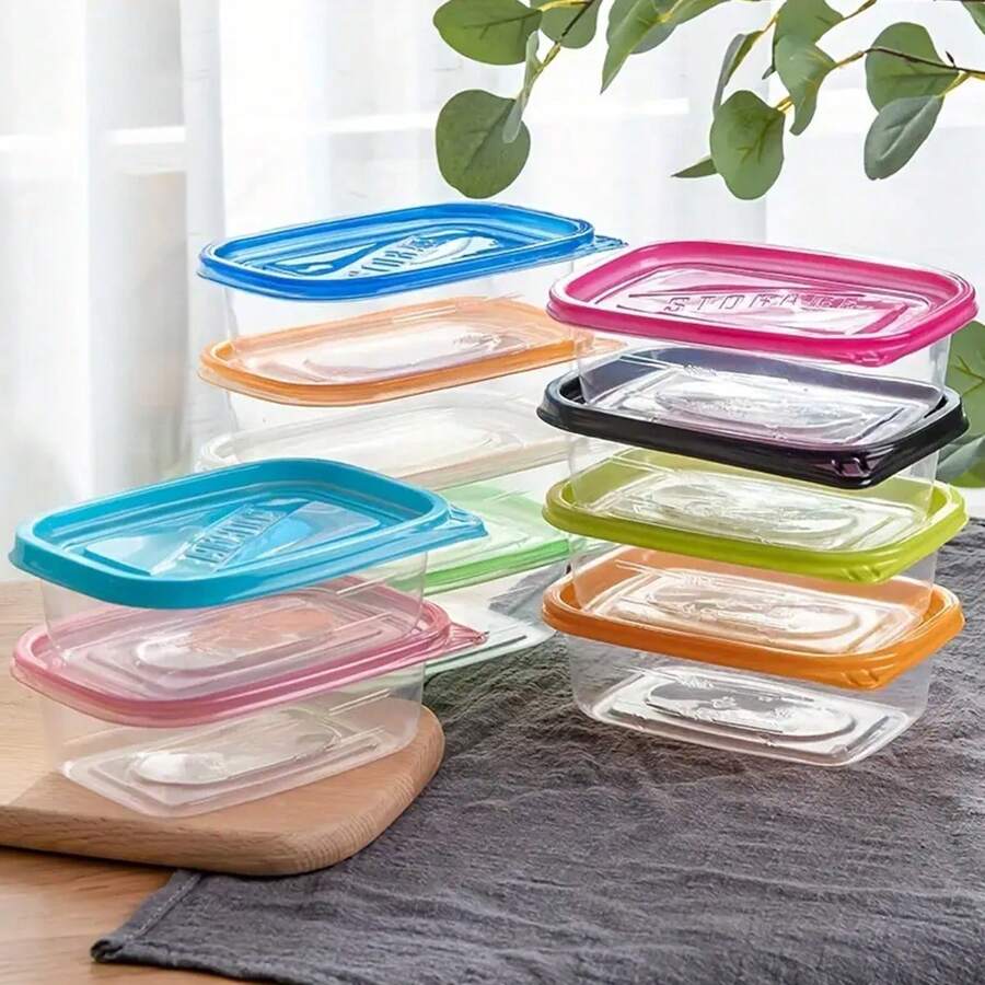 Lot De 6 Boîtes De Rangement De Réfrigérateur Avec Poignées, Robustes Et Transparentes