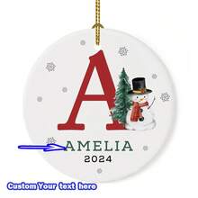 1pc Customizable Christmas Ornament - Personalized 26 Letter Alphabet Name - Festive Decoration, Customize Name Text, Christmas Gift For Yourself, Friends, Girlfriend, 8*8cm Round Ball Ornament,Christmas