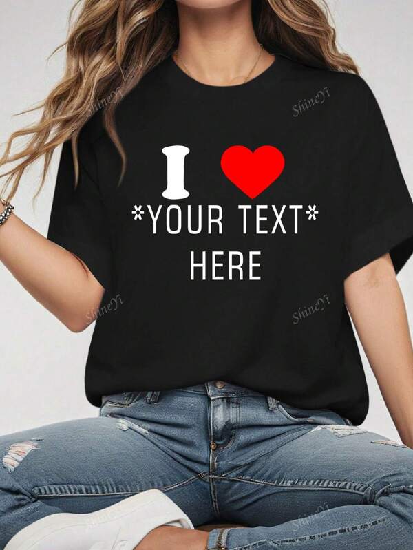 Ropa personalizada para mujer - Camiseta ajustada personalizada "I Love", Camiseta personalizada "I Heart", Camiseta con texto personalizado, Camiseta personalizada, Regalo para ella, Regalo de aniversario, Regalo de San Valentín, Regalo de cumpleaños, Regalo de boda, Regalo para la mejor amiga, Disfraz de carnaval, elegante, moda, hipster, contractado, disfraz fácil, minimalista chic, único casual, tesoros personalizados, disfraz ideal para ella, familiares, amigos, niños, niñas rosa, para el Día de la Madre, para el Día del Niño, para vacaciones