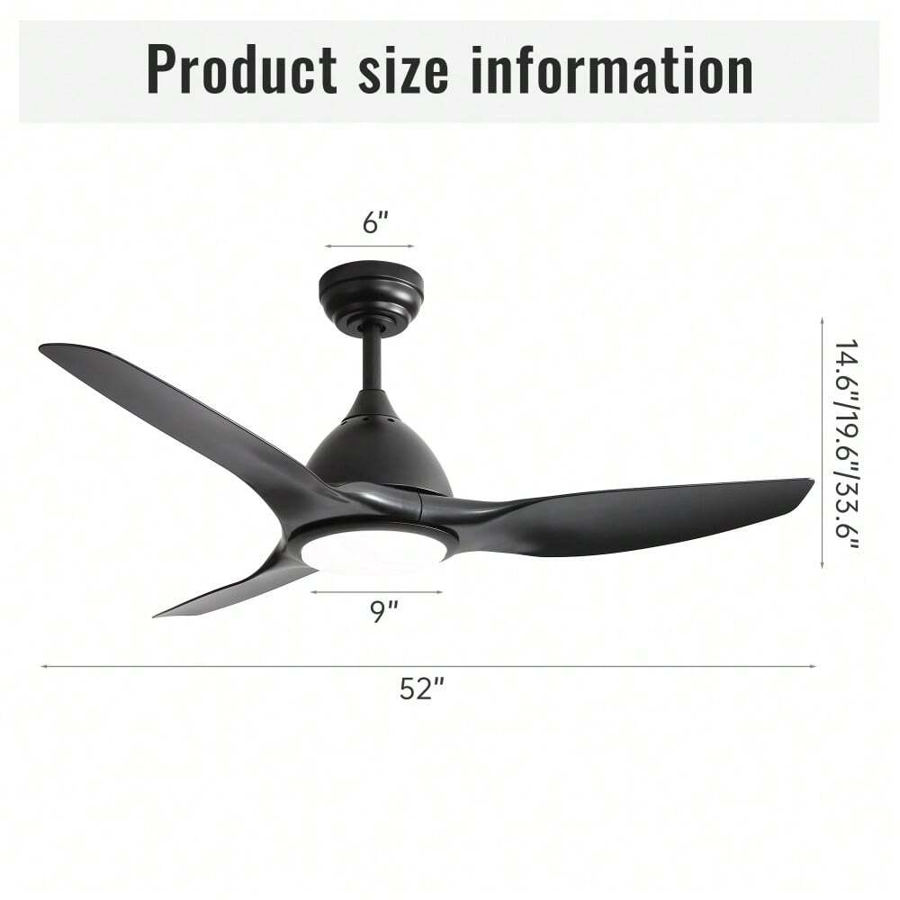52 Inch Ceiling Fan With Light And 6Speed Remote Control 3 ABS Fan