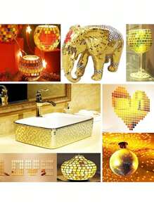 5卷/1卷 自粘迷你方形玻璃马赛克贴纸，装饰玻璃胶带，适用于DIY工艺品和家居装饰 - 彩色 - 查看 9