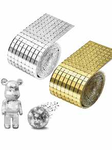 5卷/1卷 自粘迷你方形玻璃马赛克贴纸，装饰玻璃胶带，适用于DIY工艺品和家居装饰 - 彩色 - 查看 3