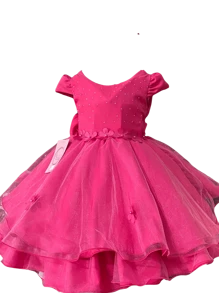 LUXURY CHILDREN'S SHORT DRESS FOR GIRL PARTY  GARDEN - 玫紅色 - 查看 1