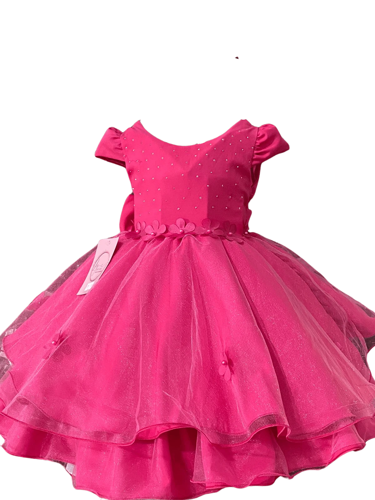 LUXURY CHILDREN'S SHORT DRESS FOR GIRL PARTY  GARDEN - 玫紅色 - 查看 1