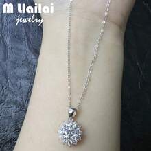 S925 银方晶锆石镶嵌向日葵吊坠项链，适合日常佩戴、婚礼、订婚、情人节、母亲节、圣诞节、万圣节、新年礼物 - 銀色 - 查看 8