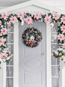 5 pièces de fleurs de Noël artificielles scintillantes, ornements d'arbre de Noël Joyeux Noël, fleurs de Noël artificielles, décoration du Nouvel An heureux, Noël