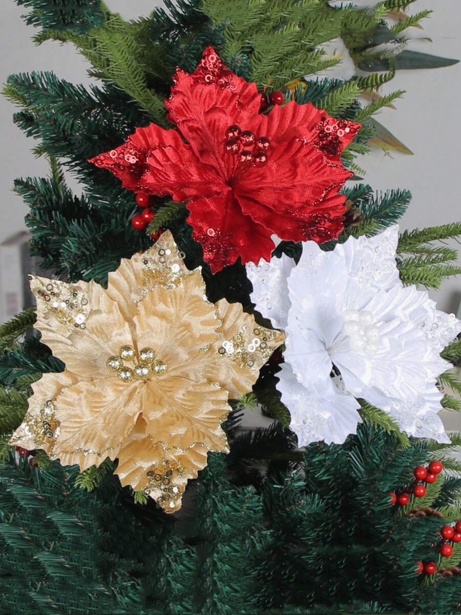 1pc Artificial Fake Flower Christmas Decoration, Suitable For All