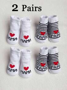 2pairs Kids Cartoon Expression Pattern Baby Socks For Daily Life
