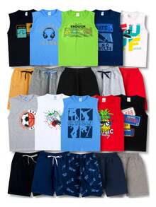 Kit 6 Pieces Of ASSORTED Children's Clothing For BOYS - 3 Blouses + 3 Shorts Xx - Nhiều màu - Xem 4