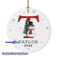 1pc Customizable Christmas Ornament - Personalized 26 Letter Alphabet Name - Festive Decoration, Customize Name Text, Christmas Gift For Yourself, Friends, Girlfriend, 8*8cm Round Ball Ornament,Christmas