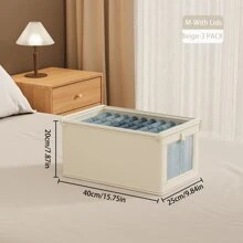 1/2/3 包带盖大号储物箱，装饰性储物盒，用于衣物的织物储物盒，壁橱整理器和储物架，用于整理金属丝架壁橱书架，米色，正装裤鞋牛仔裤靴子裙子 - 米色 - 查看 16