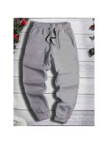 Lisa Loose Style Kids Sweatpants, Drawstring Waistband Sweatpants. - Xám - Xem 1