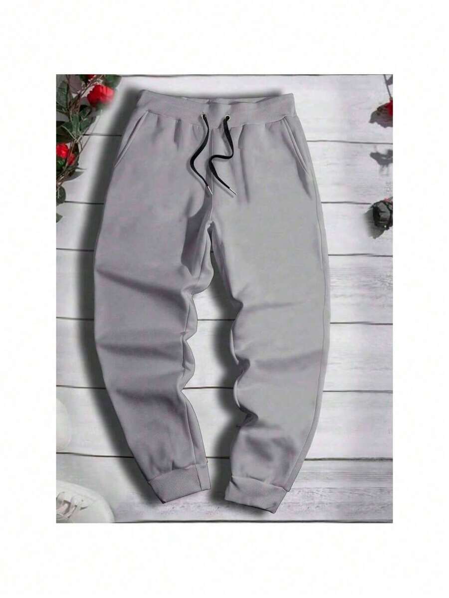 Lisa Loose Style Kids Sweatpants, Drawstring Waistband Sweatpants. - Xám - Xem 1