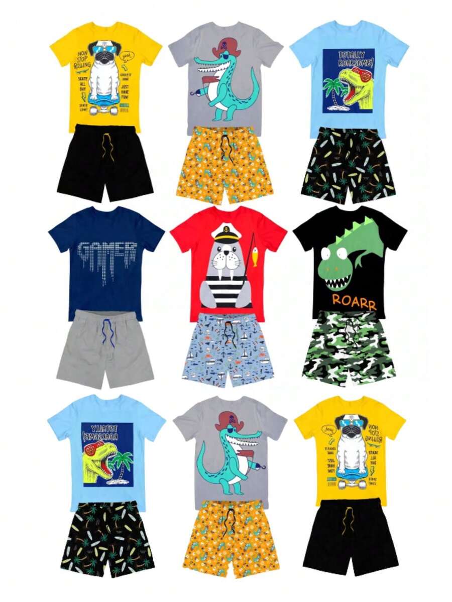 Kit 6 Pieces Of ASSORTED Children's Clothing For BOYS - 3 Blouses + 3 Shorts Xx - Nhiều màu - Xem 1