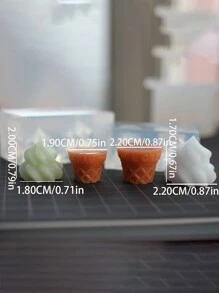 Mini Realistic Ice Cream Cone Squeeze Silicone Mold, For DIY Realistic Food Crafts, Clay, UV Gel