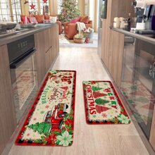1/2 tấm thảm bếp Giáng sinh dày 0,47 inch/1,2cm - Thảm kẻ caro hình xe tải Santa Farmhouse và trâu đỏ, thảm trải sàn bằng vải nỉ chống trượt, có thể giặt bằng máy, dùng cho gia đình, văn phòng, phòng giặt, phòng tắm - Đồ trang trí ngày lễ hội - Nhiều màu - Xem 2