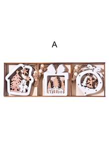 3PCS Farmhouse Drewniane ozdoby świąteczne w kształcie płatków śniegu, wiszące ozdoby choinkowe, drewniane ozdoby decoupage DIY Craft w kształcie płatków śniegu, rustykalne ozdoby reniferowe, zimowe dekoracje świąteczne w krainie czarów ze sznurkiem, Halloween, dekoracja na Halloween