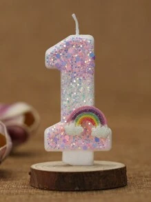 1 pieza Vela de número para pastel de cumpleaños con efecto ombre de rosa a blanco arcoíris, vela de cumpleaños creativa y romántica, suministros y decoración para fiesta de cumpleaños, decoración de habitación, regalos, velas de cumpleaños, decoraciones de cumpleaños, feliz cumpleaños, velas para pastel, decoración de habitación
