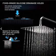 8-Inch Rainfall Shower Head, High Flow Rate Stainless Steel Square Rainfall Shower Head, High Pressure Design For Excellent Shower Experience Even At Low Water Flow - Silver - View 1