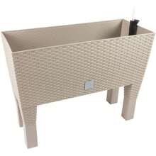 Prosperplast Hoge rechthoekige plantenbak 30 liter met zelfwater gevende mokka kleur 60 x 25 x 46 cm met poten