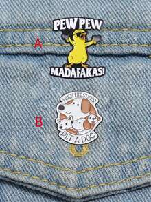 1 件独特可爱小黄鸭/可爱小狗卡通动物金属胸针 - 男女街头风格配饰服装围巾装饰 - 彩色 - 查看 2