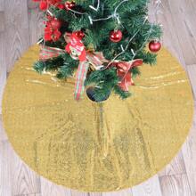 1pc 36/48 Inch Gold Sequined Christmas Tree Skirt, Shiny Christmas Tree Skirt For New Year Party Indoor Holiday Tree Decor Best Gifts Birthday Home Decor Christmas Decorations Room Decor Winter