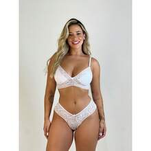 Calesson Lace Set Without Padded Bra Panties Luxury Top - trắng - Xem 2