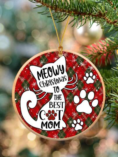 1 peça de enfeite de acrílico com pata de gato fofo, "Miau para a melhor mãe de gato", decoração para pendurar em árvore, janela, lareira, decoração de jardim, presente, decoração para casa, decoração de quarto, decoração de parede