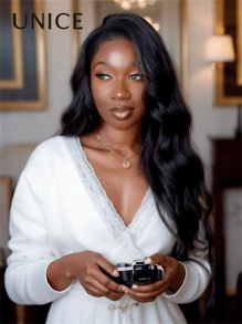 UNice Hair 5x5 Thin HD BlendAway Lace Closure Glueless Body Wave Wig With Bleached Knots Match All Skin 180% Density Put On And Go Glueless 0 Skill Needed Body Wave Black Air Wig - SNatural - Xem 2