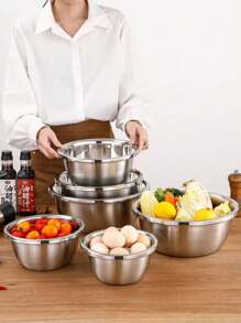 不锈钢非磁性调味罐、烘焙搅拌碗、不锈钢搅拌碗、大号深揉面碗、多功能蔬菜洗菜盆、汤锅