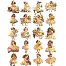20pcs/Set Colorful Paper 4cm Cute Yellow Dress Decor Stickers For Girls Scrapbooking,School Supplies,Back To School - Multicolor - View 3
