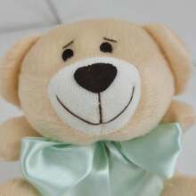 Bear - Teddy Bear - P 14 Cm Satin Bow For Decoration And Niches In Baby Rooms - GẤU TED P VỚI NƠ SATIN XANH - Xem 2