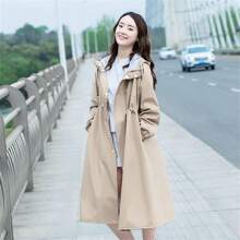 Chubasquero impermeable y cortavientos de manga larga estilo coreano para mujer, estilo de chica dulce - Caqui - Ver 12