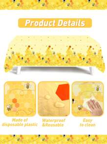 1 pieza Mantel de plástico desechable de panal de 220*130cm, adecuado para fiestas temáticas, fiestas de cumpleaños, impermeable y fácil de limpiar - Multicolor - Ver 5
