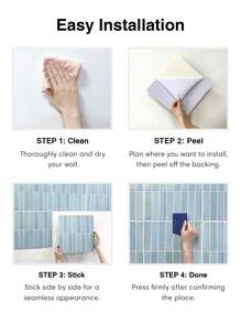 COMMOMY 3D Green Tile Stickers, 3D Mosaic Peel And Stick Wall Tiles, Matte, Water And Mold Proof, Thicker Design, 30 X 30cm, For Kitchen Backsplash, RVs, Renters Wall Decor, Bedroom Decor, Pink Room Decor