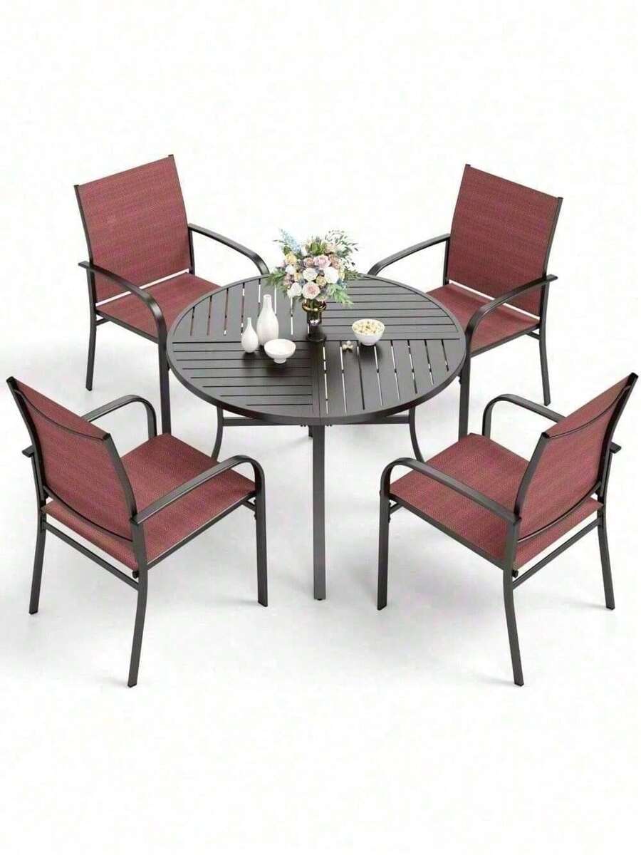 5 Piece Outdoor Dining Set Patio Furniture Set Round Table For Garden - 1 - 查看 1