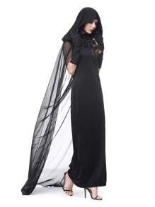 1pc Vampire Bride Shawl Sexy Black Devil Witch Cloak, Witch Costume Cloak For Party And Drama Performance Fall Clothes For Women