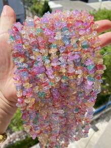 1 Package 100/200pcs Natural Stone Agate Crystal Asymmetrical Semi-Precious Stone With Shaped Loose Beads Perforated Gravel DIY Bracelet Necklace Earrings Jewelry Making Accessories
