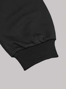 New York Printed Women Casual Sweatsuit Set, Suitable For Autumn/Winter, Chinese New Year, Lunar New Year, Year Of The Horse, Spring Festival, Happy New Year, Valentine's Day, Valentine's Day Gift, Gift For Her On Valentine's Day, Back To School Clothes, School Outfit Ideas, Back To School Essentials, First Day Of School Outfit, Back To School Outfits 2026 - Black - View 6