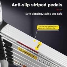 12.5FT (1.9+1.9M) Portable Multi-Purpose Folding A-Frame Ladder With Support Bar Anti-Slip, Stainless Steel Lightweight 330lb Load Telescopic RV Ladder For Outdoor Working Household Use - Grey - View 5