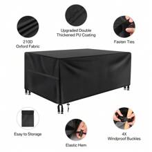 Outdoor Furniture Protection Cover – Heavy Duty Oxford Fabric – Waterproof & Windproof Anti-UV - Rectangular Patio Table Cover With Buckles & Drawstring Patio Furniture Cover Waterproof - Multicolor - View 2