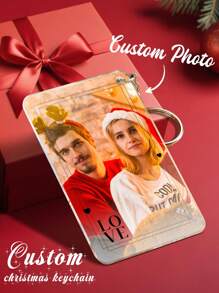 1 pieza Llavero personalizado de Navidad con foto y nombre, llavero de Navidad personalizado con foto, llavero personalizado con foto y nombre, llavero acrílico personalizado, regalos de Navidad, regalo para él/ella, regalo de pareja, mejor regalo para mamá, papá, esposa, esposo, novia, novio, regalo de Navidad, regalos del Día de Halloween, regalos de Acción de Gracias, Feliz Navidad