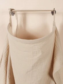 1件装透气棉纱多功能哺乳巾，可作哺乳围巾、婴儿车遮阳罩和防风罩 - 卡其色 - 查看 4