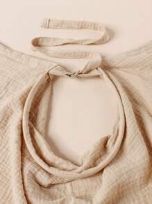 1件装透气棉纱多功能哺乳巾，可作哺乳围巾、婴儿车遮阳罩和防风罩 - 卡其色 - 查看 3