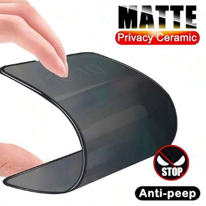 2 件磨砂防窥软陶瓷膜屏幕保护膜，适用于 /Galaxy/Redmi/Honor/OPPO，无气泡，易于全屏覆盖，防刮擦和防指纹，支持指纹解锁